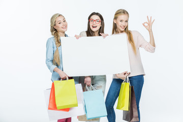 Women holding blank card