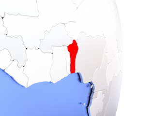 Benin on elegant modern 3D globe