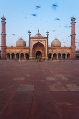 Jama Masjid Main Mosque Courtyard Early Morning in Old Delhi, India