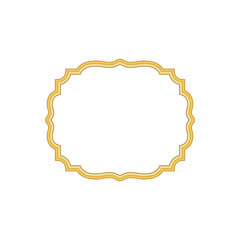 Gold frame. Beautiful simple golden design. Vintage style decorative border, isolated on white background. Deco elegant object. Empty copy space for decoration, photo, banner Vector illustration