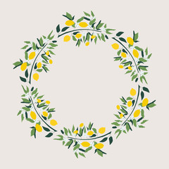 Lemon wreath. Vector. Isolated.