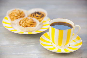 delicious hot black coffee in  beautiful mug