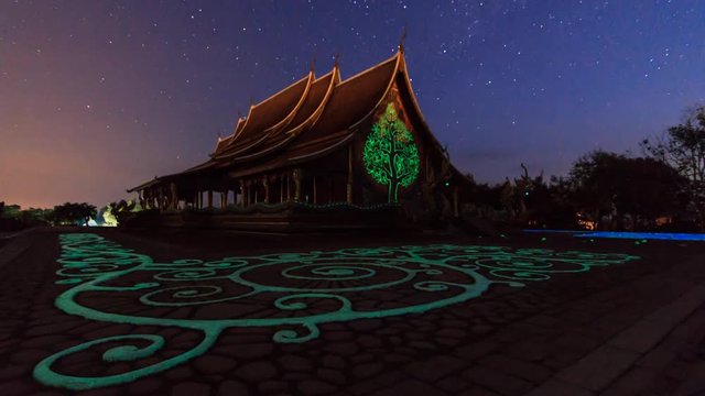 Timelapse of star trail at Thai church / Milky way at thai church 