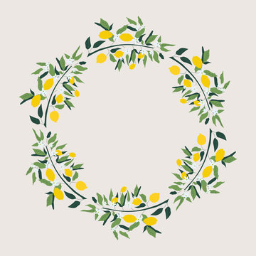 Lemon Wreath. Vector. Isolated.