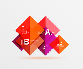 Glossy squares with text, abstract geometric design concept