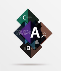 Glossy squares with text, abstract geometric design concept