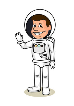 Сheerful astronaut in a space suit a vector illustration.