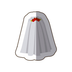 sticker colorful silhouette costume veil bride with roses vector illustration