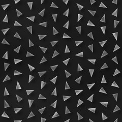 Scattered Geometric Shaded Shapes. Abstract Seamless Monochrome Pattern.