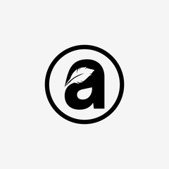 quill with aa letter logo design