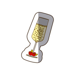 sticker colorful silhouette champagne glass for wedding vector illustration