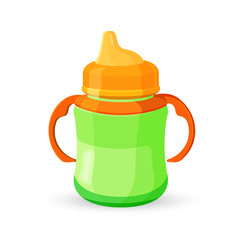 Baby cup bottle green orange translucent drinking bowl with milk