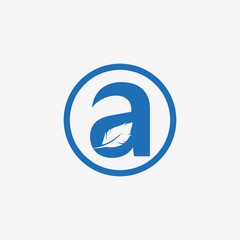 quill with aa letter logo design