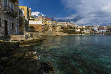 Fototapeta na wymiar Town of Ermoupoli on Syros island in Greece.