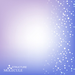 Structure molecule and communication. Dna, atom, neurons. Scientific concept for your design. Connected lines with dots. Medical, technology, chemistry, science background. Vector illustration.