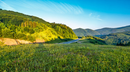 landscape in mountains at sunrise