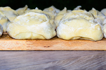Homemade raw manti