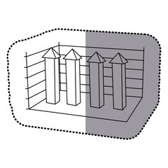monochrome silhouette sticker with arrow bars of statistic vector illustration