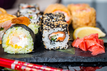 sushi assorted on the table