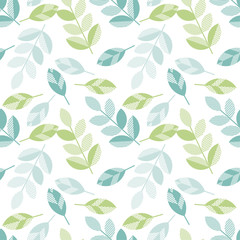 spring floral seamless pattern with leaves. abstract  modern geometry vector illustration. surface design for wrapping paper, fabric, box, cloth, background
