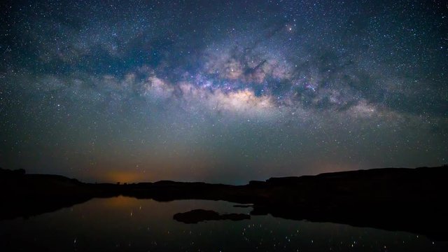 Time-lapse of milky way at the lake / Milky way on the sky / SamPhanBok