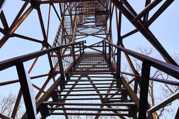 iron helical stair of a lookout tower