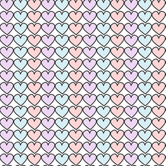 Fototapeta premium cute cartoon colorful hand drawn hearts seamless vector pattern background illustration