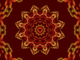 red abstract background, kaleidoscope shapes