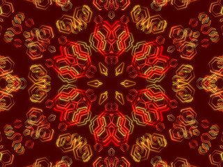 red abstract background, kaleidoscope shapes
