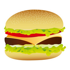 colorful silhouette with big hamburger vector illustration