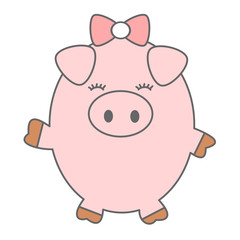 Obraz na płótnie Canvas cute cartoon pig vector illustration isolated on white background