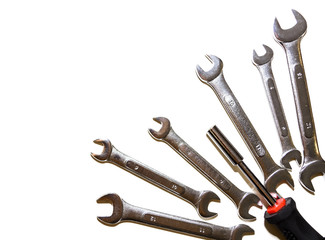 Tools for repairing top view on white background