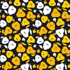 Pear fruit seamless pattern for fabric, background, wrapping paper. repeatable surface design for kitchen in simple flat cute style