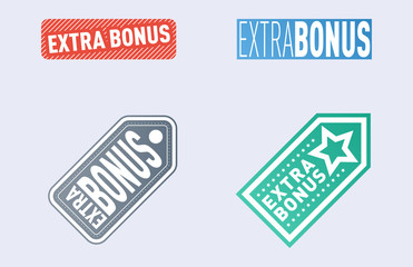 Super extra bonus banners text in color drawn labels, business shopping concept vector internet promotion shopping vector