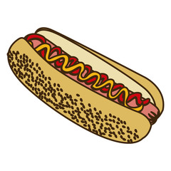 color figure with hot dog vector illustration
