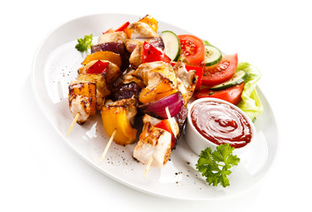 Kebabs - grilled meat and vegetables 