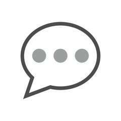 Icono plano silueta comentario gris en fondo blanco