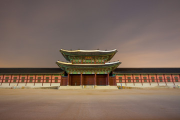 Front Gate Gyeongbokgung Palace Night in Seoul, South Korea