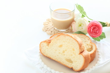 sliced bread and milk tea
