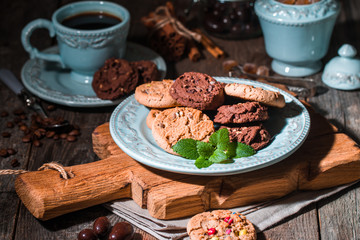 Chocolate chip cookies on plate