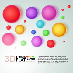 3d rainbow colored spheres flat layout background