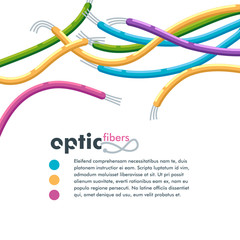 Colorful network optic fiber cables banners or flyers