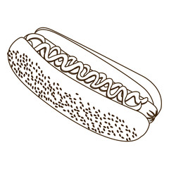 monochrome contour with hot dog vector illustration