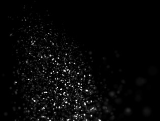 Abstract White Glitter Explosion on Black Background
