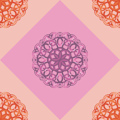 Seamless pattern with pink ornamental decor