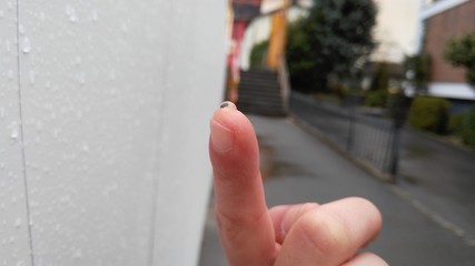Water drop on a finger