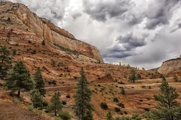 amazing landscape three patriarchs zion national park blue sky