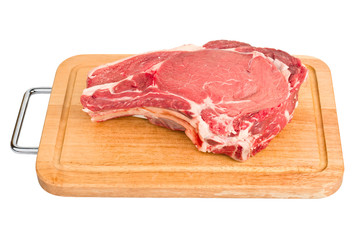 raw meat on wood board