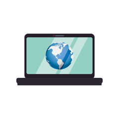 Laptop computer technology icon vector illustration graphic design