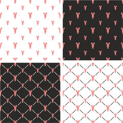 Lobster Big & Small Seamless Pattern Color Set
